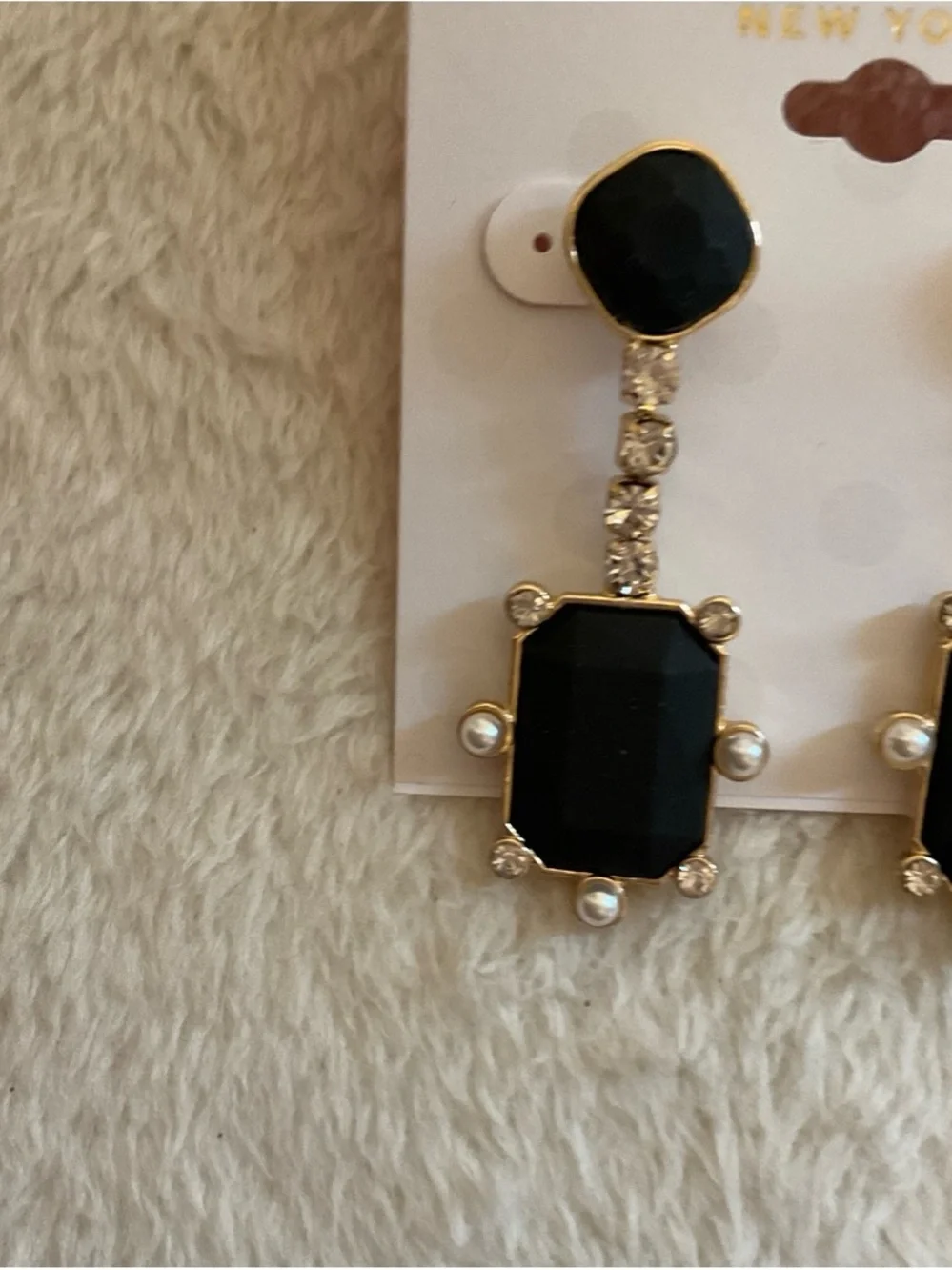 Isaac Mizrahi Black Gemstone and Pearl Drop Earrings